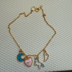 Gold Charm Bracelet with Moon and Unicorn